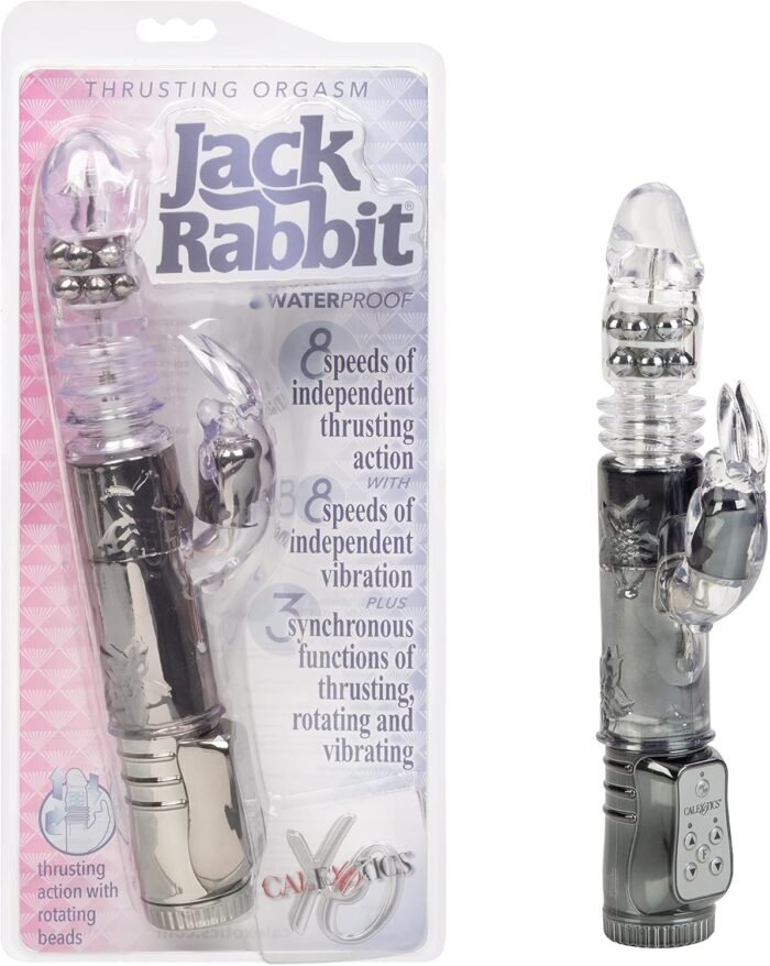 CalExotics Thrusting Orgasm Jack Rabbit - Vibrator With Rotating Shaft – Adult Sex Toys for Couples - Clitoral G Spot Massager - Black
