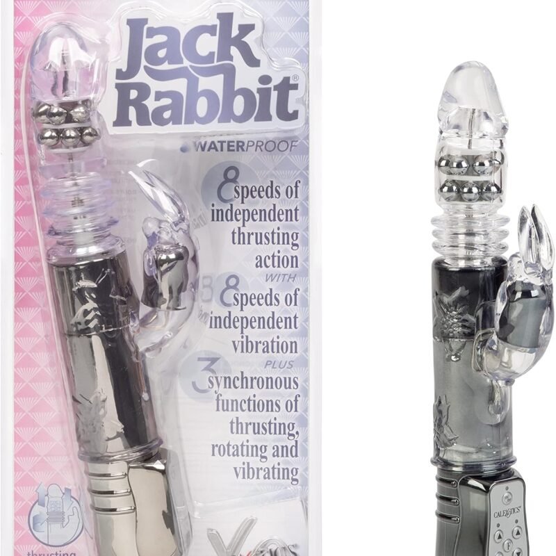 CalExotics Thrusting Orgasm Jack Rabbit - Vibrator With Rotating Shaft – Adult Sex Toys for Couples - Clitoral G Spot Massager - Black