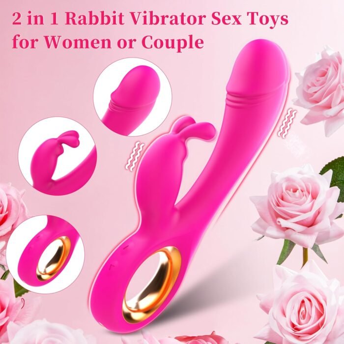 Rabbit Vibrator Sex Toys for Women, Ablushgirl G Spot Clitoral Anal Nipple Vibrating Realistic Dildo Stimulator with 7 Powerful Independent Modes, Adult Sex Toys for Women or Couples (Pink) - Image 3