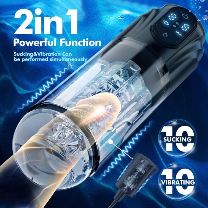 Automatic Sucking Masturbator Sex Toys - Upgraded Male Masturbators Cup with 10 Vibrating & Suction Modes, Hands Free Blowjob Adult Sex Toy Stroker Pocket Pussy with 3D Textured for Men Penis Pumps - Image 2