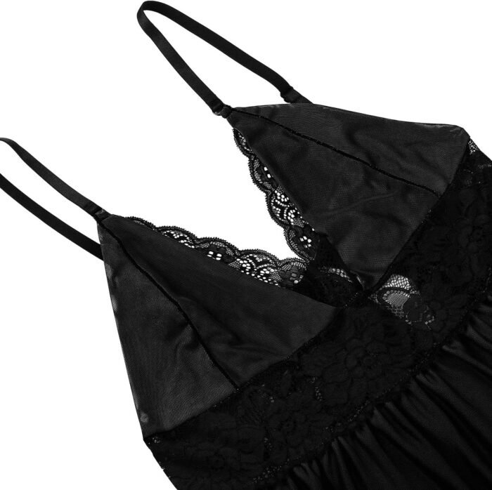 Donnalla Women Plus Size Lingerie - Sexy Split Cup Lace Babydoll Sleepwear Chemise Set 2XL,3XL,4XL - Image 4