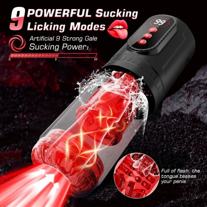 Male Masturbator Male Sex Toys - Sex Toys for Men Penis Pump with 9 Sucking & Thrusting & Rotating & Licking, Mens Sex Toys - Pumps & Enlargers LCD Adult Toys Pocket Pussy Sex Machine Stroker - Image 2
