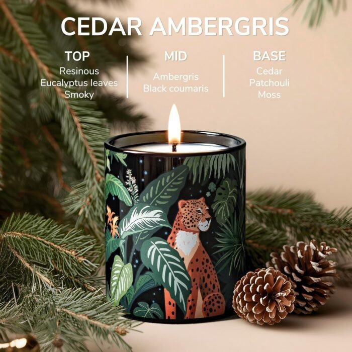 Goodpick Cedar Ambergris Candles for Men, Soy Candles for Home Scented, Fathers Day, Stress Relief, 8oz - Image 3