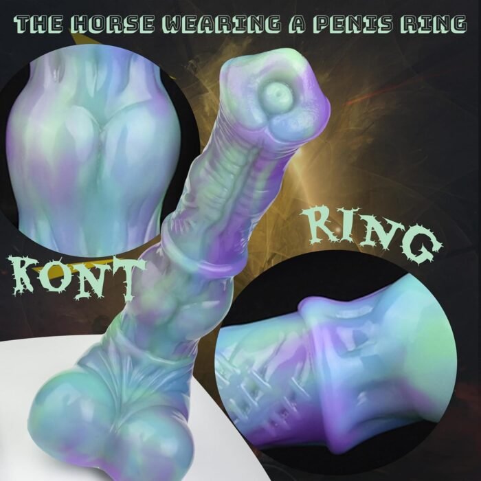 Knot Horse Dildo 9.8 Inch Soft Colorful Silicone Fantasy Dildo Suction Cup XL g Spot Thick Realistic Animal Fake Penis Dildos Large Anal Play Butt Plug Women Couple Gay Adult Sex Toys & Games (A) - Image 2