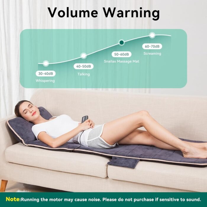 Snailax Memory Foam Full Body Massage Mat with Heat, Back Massager with 10 Vibration Motors, 6 Heating Pads, Massage Chair Pad for Neck, Back, Waist, Legs - Image 4