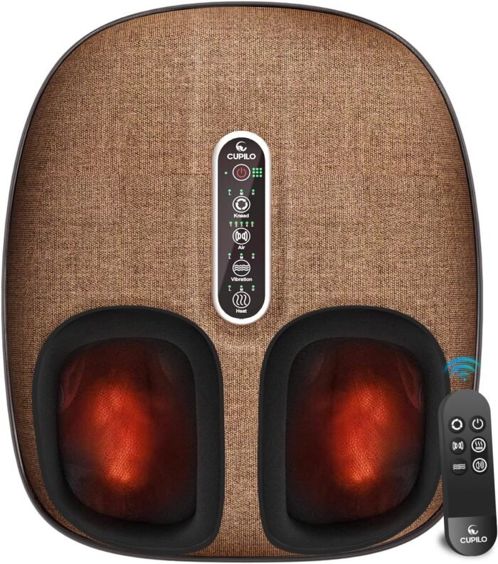 Foot Massager with Heat, FSA HSA Eligible Shiatsu Feet Massager with Remote Control, Multi-Level Compression Knead Foot Massage for Neuropathy & Plantar Fasciitis, Fits Up to 13", Gifts(Brown)