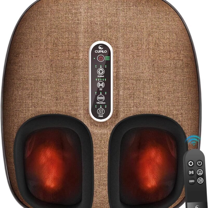 Foot Massager with Heat, FSA HSA Eligible Shiatsu Feet Massager with Remote Control, Multi-Level Compression Knead Foot Massage for Neuropathy & Plantar Fasciitis, Fits Up to 13", Gifts(Brown)