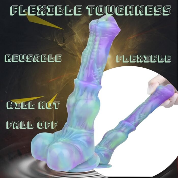 Knot Horse Dildo 9.8 Inch Soft Colorful Silicone Fantasy Dildo Suction Cup XL g Spot Thick Realistic Animal Fake Penis Dildos Large Anal Play Butt Plug Women Couple Gay Adult Sex Toys & Games (A) - Image 4