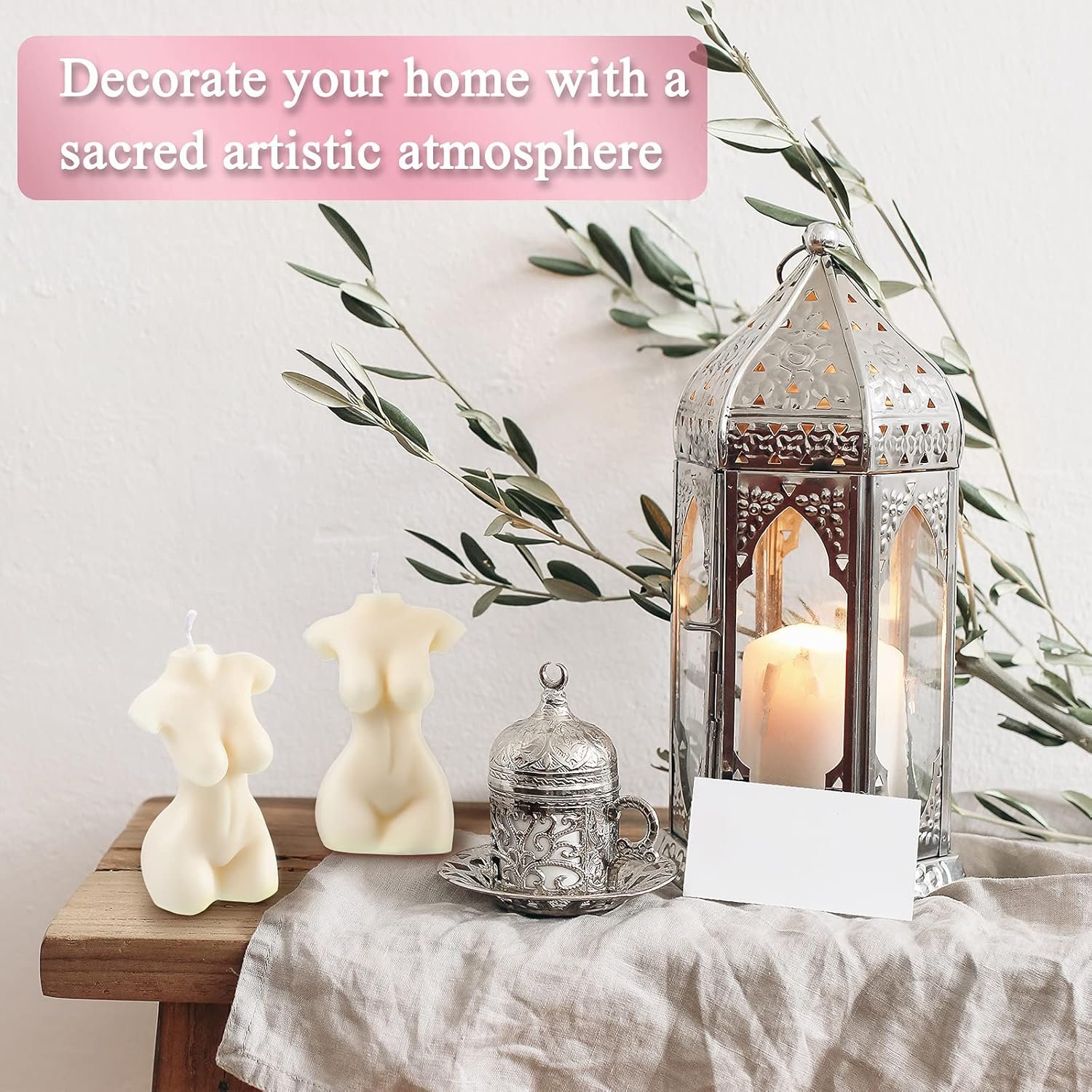 2 Pieces Female Body Shaped Soy Candle Woman Bust Candle Home Decoration for Christmas Bedroom Bathroom Aesthetic Decoration(White) - Image 5
