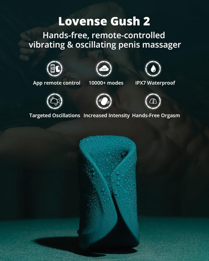 LOVENSE Gush 2 Automatic Male Masturbator Stroker, Vibrating & Oscillating Penis Massager Cock Ring with Endurance Training App Remote Control Vibrator Adult Sex Toys & Games, with Adjustable Buckles - Image 2