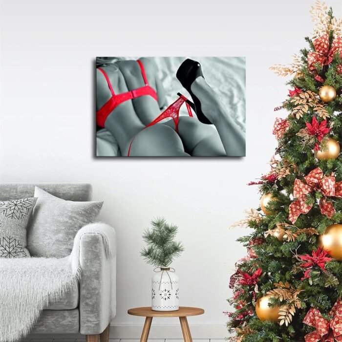 Stunning Sexy Woman Bedroom Erotic Canvas Wall Art Poster Art Canvas Wall Art Print for Wall Decor Room Living Room Bathroom Kitchen Decor Gift (12×18inch- Framed) - Image 4