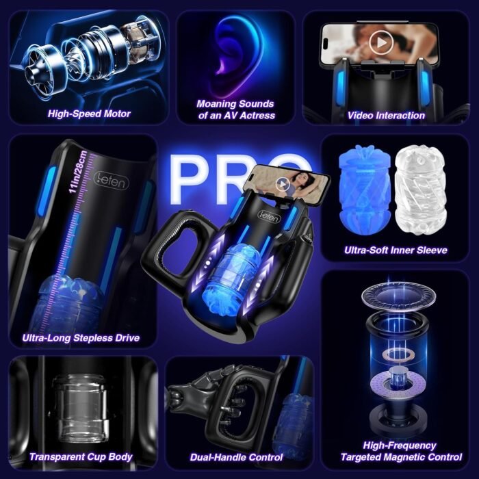 Sex Toys for Men Male Masturbator-Automatic Electric Male Sex Toys with 12times/s Thrusting, Men Sex Toys Adult Toys with Phone Holder and 2 Soft Silicone Pocket Pussy Hand Free Penis Training Stroker - Image 2