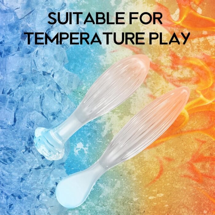 Crystal Glass Dildo Anal Plug,2Pcs Big Butt Plug Anus Training Kit Rose Round Base G-Spot Stimulator Sex Glass Anal Masturbation Plug Prostate Massage Adult Sex Toys for Men Women Gay and Couples - Image 4