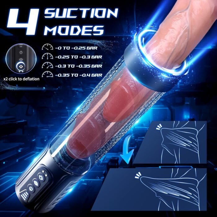 Waterproof Realistic Male Masturbator,Adult Sex Toys for Men,Sucking & Pumping Male Sex Toy, Premuim quiality Pocket Pussy Stroker, Follyee Penis Trainer Glans Stimulator Mens Vibrator Penis Pump - Image 5