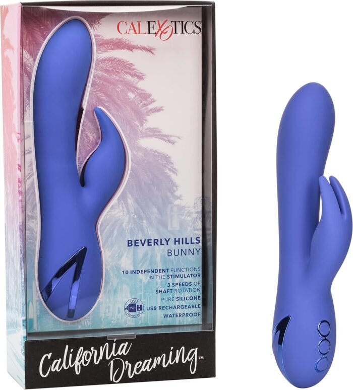 CalExotics California Dreaming Beverly Hills Bunny - Silicone Rabbit Vibrator – Waterproof Clitoral Sex Toys for Couples – 10 Vibration Function Massager - Purple