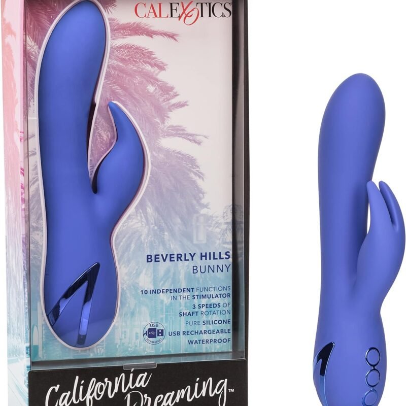 CalExotics California Dreaming Beverly Hills Bunny - Silicone Rabbit Vibrator – Waterproof Clitoral Sex Toys for Couples – 10 Vibration Function Massager - Purple