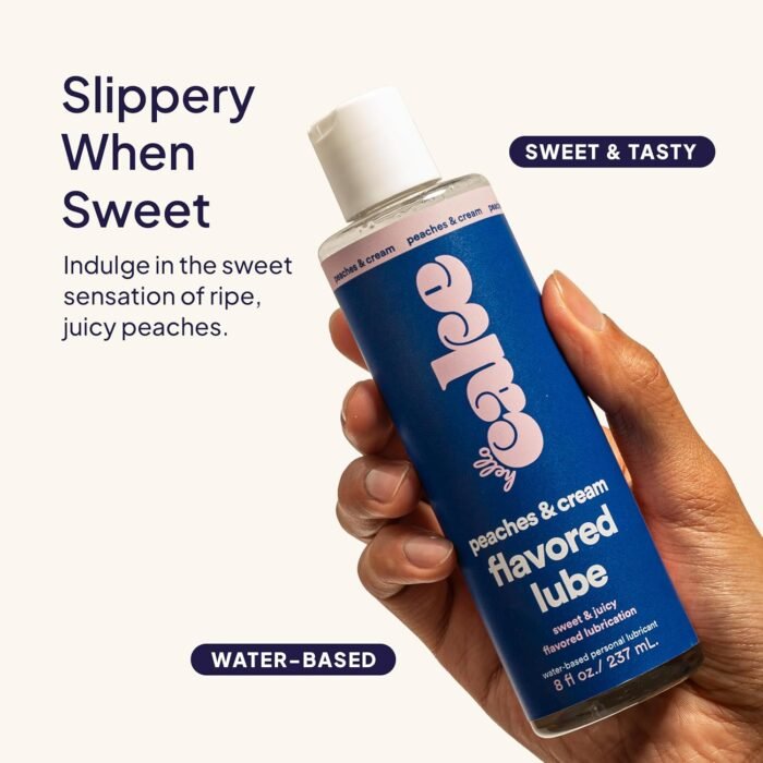 Hello Cake Peaches & Cream Flavored Lube - Water-Based Personal Lubricant - Vegan, Sugar-Free, Gluten-Free - Easy Clean-Up - for Men, Women, and Couples, 8 fl oz - Image 5