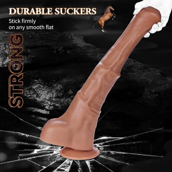 Horse Dildo,Realistic Super Long 15 inch Huge Thick Thrusting Dildos Anal Sex Toy with Suction Cup Adult Toy for Men Gay Anal Play Sex Pleasure(Brown) - Image 5