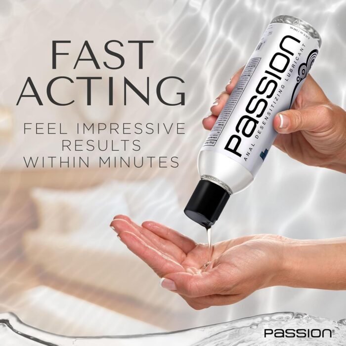 Passion Anal Desensitizing Lube, 8.25 Fl Oz - Maximum StrengthNatural Water-Based Lubricant for Comfortable Use, Long-Lasting Formula, Non-Staining & Easy to Clean - Image 4