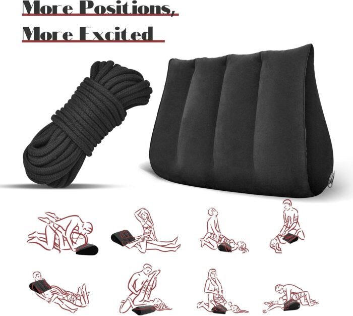Prosixtoy Inflatable Sex Pillow and BDSM Shibari Bondage Sex Rope, Multifunctional Sex Furniture Pillow BDSM Kit Adult Bondage Restraints Set Sex Toys for Women, Men and Couples, Pillow&Rope - Image 2