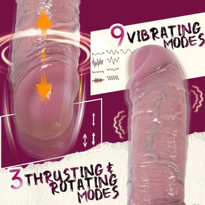 2.4 Diameter Thrusting Thick Dildo Sex Toys for Women, Realistic Huge Dildos with 3 Rotation Thrust Speeds & 9 Vibrations, Remote Control Heated Anal G Spot Dildo for Men Couple Advanced Play - Image 3