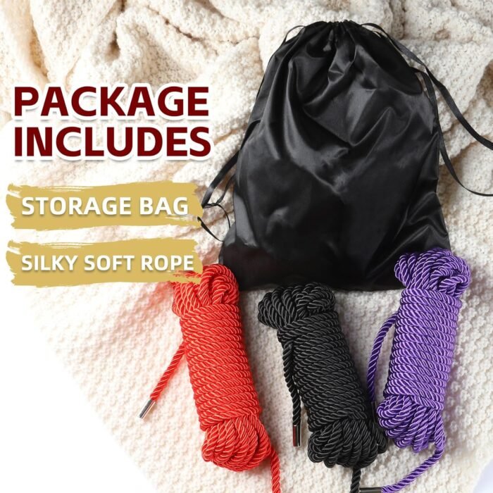 Silk Soft Rope, Skin Friendly Soft Nylon Silky Black Red Ropes 32Feet 8 mm (3 cloors) - Image 3