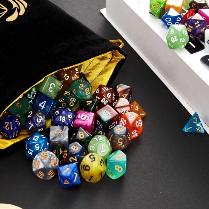 Coyeekn DND Dice Set, 25 x 7 (175 Pieces) Polyhedron Dice 25 Colors Dice for Dungeons and Dragons Tabletop Role-Playing Games with 1 Large Flannel Bag - Image 5