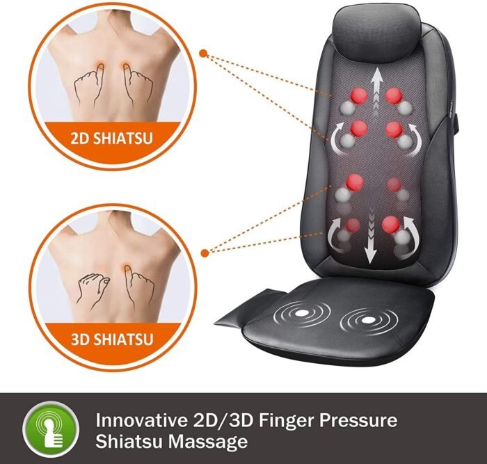 Snailax Back Massager with Heat, Shiatsu Massage Chair Pad for Back Pain, Rolling Kneading Massage Seat Cushion, Gifts for Women/Men, Stress Relax at Home Office - Image 2