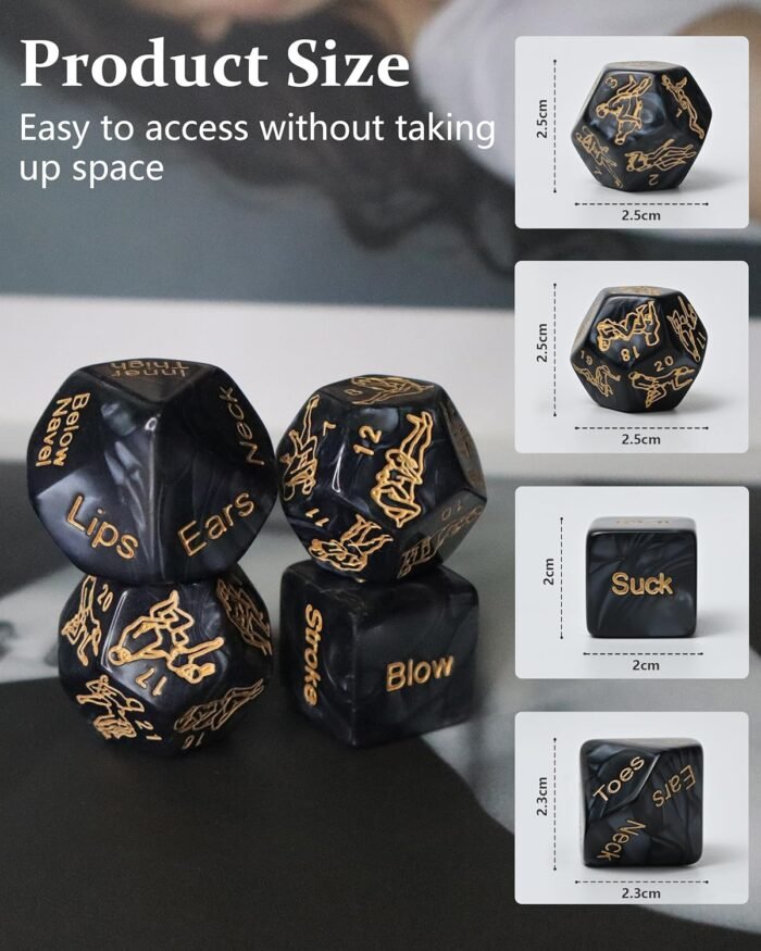 Positions Sex Dice Game for Couples Kinky Toys for Date Night Adult with Actions Body Parts, Naughty Sexy Fun Intimate Dice Set for Gift Ideas Travel Romantic Nights,Adults Love Foreplay, Black - Image 3