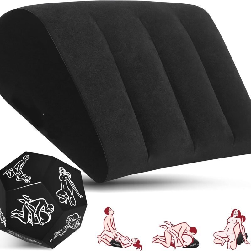 Prosixtoy Sex Position Pillow for Adults Sex Inflatable Pillow and Dice Sex Games for Adult Couples Sex Position Dice Position Support Pillow Sex Toy(Black)