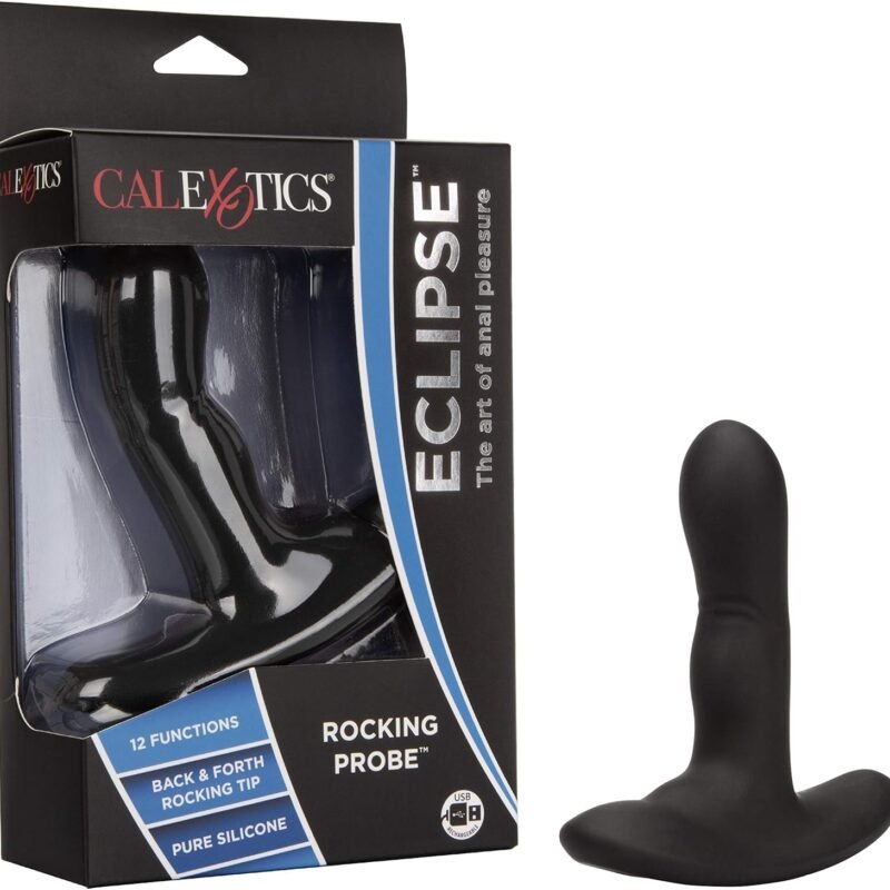 CalExotics Silicone Wireless Rocking Probe – Silicone Vibrator Prostate Anal Plug – Adult Stimulator Fetish Sex Toy for Couples - Black