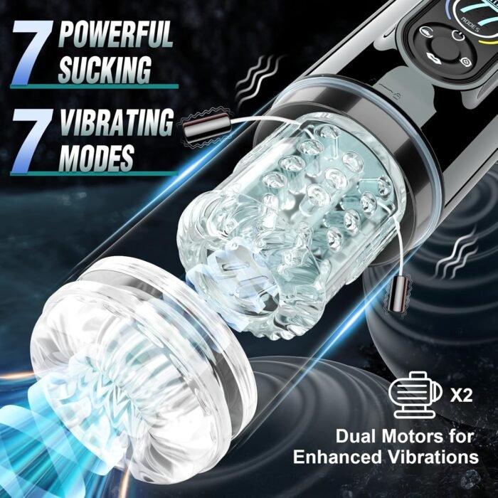 Automatic Male Masturbator Sex Toys for Men, Male Sex Toys Penis Pump with 7 Sucking & Vibrating & Thrusting & Rotating & Licking, Mens Sex Toy Adult Toys Blowjob Sex Machine Pocket Pussy Stroker - Image 3