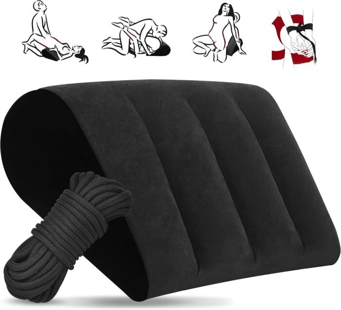 Prosixtoy Inflatable Sex Pillow and BDSM Shibari Bondage Sex Rope, Multifunctional Sex Furniture Pillow BDSM Kit Adult Bondage Restraints Set Sex Toys for Women, Men and Couples, Pillow&Rope