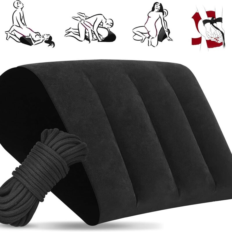 Prosixtoy Inflatable Sex Pillow and BDSM Shibari Bondage Sex Rope, Multifunctional Sex Furniture Pillow BDSM Kit Adult Bondage Restraints Set Sex Toys for Women, Men and Couples, Pillow&Rope