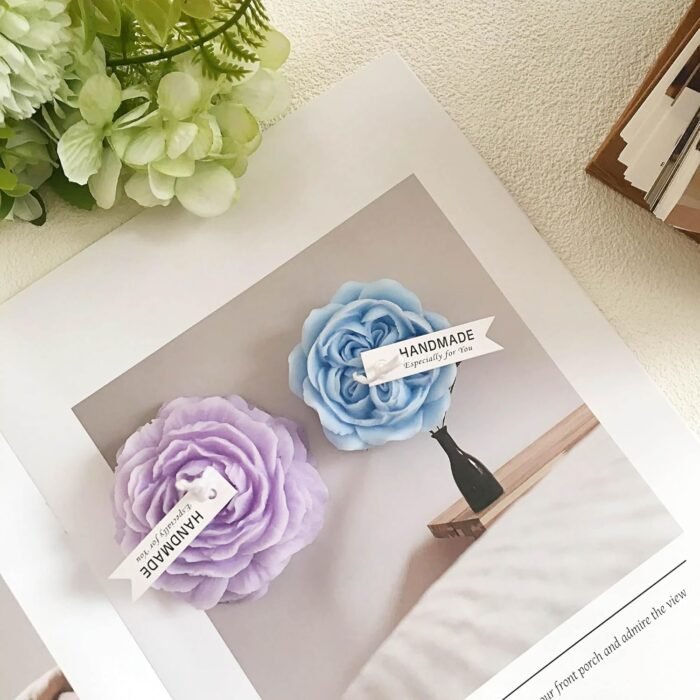 4 Pcs Low Temperature Candles Purple Peony Flower Shaped Black Heart Red Heart Blue Austin Rose Scented Starlight Gilded Candles Adult Low Heat Body Safe Drip Candles Wax Play for Couples - Image 6