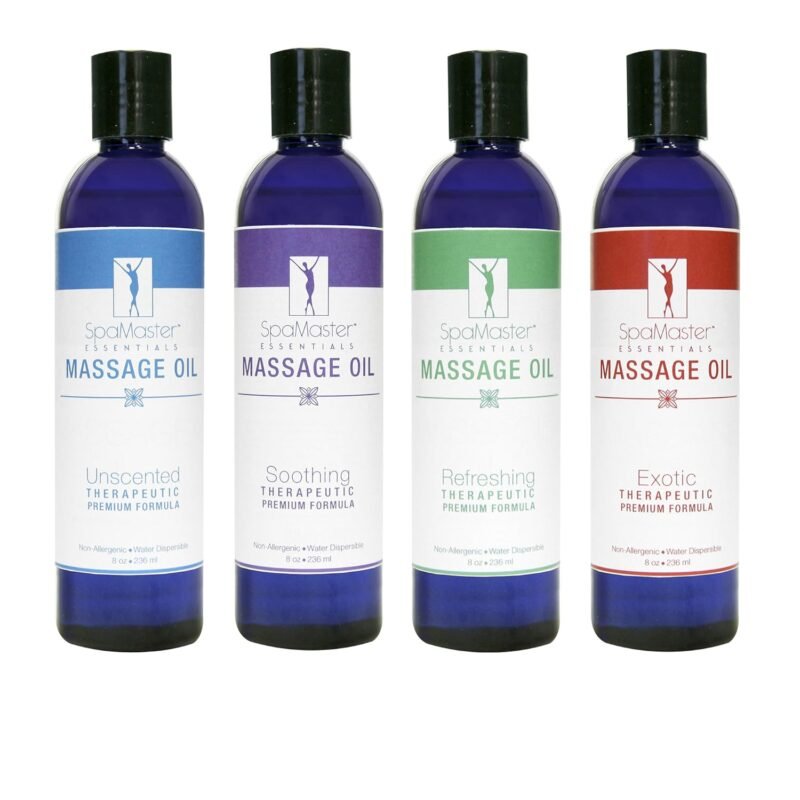 Master Massage Variety Massage Oil 8oz per Bottle (4count), Clear