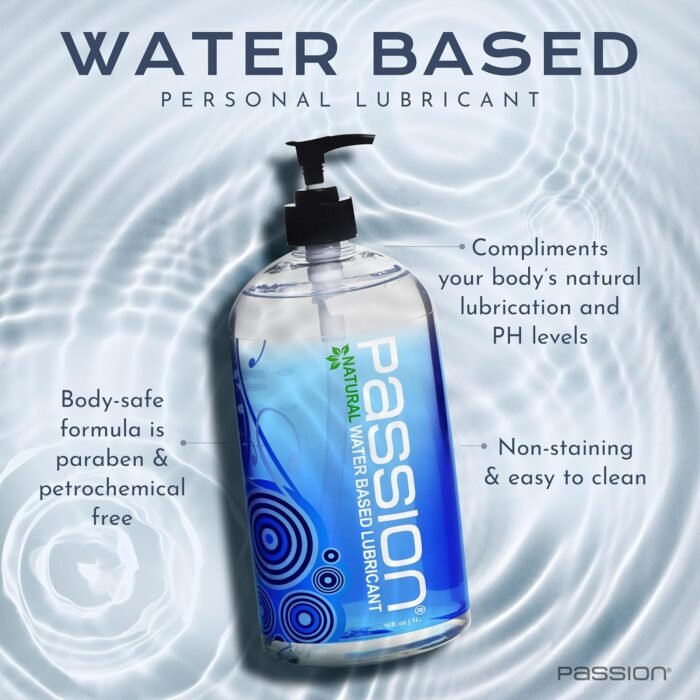 Passion Natural Water-Based Personal Lubricant, 16 Fl Oz - Premium, Non-Sticky, Easy-to-Clean Formula for Smooth, Comfortable Use - Image 2