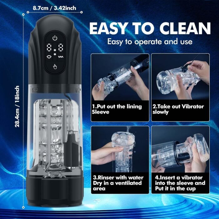 Automatic Sucking Masturbator Sex Toys - Upgraded Male Masturbators Cup with 10 Vibrating & Suction Modes, Hands Free Blowjob Adult Sex Toy Stroker Pocket Pussy with 3D Textured for Men Penis Pumps - Image 7