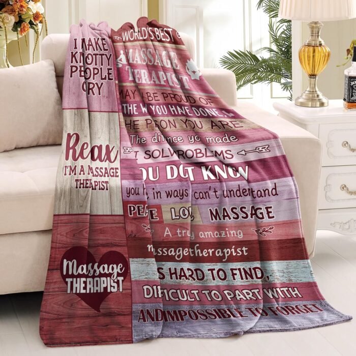 Massage Therapist Blankets & Gifts for Women - Therapeutic Massage Awareness Day, Christmas Throw Blankets 60"X 50" - Image 2