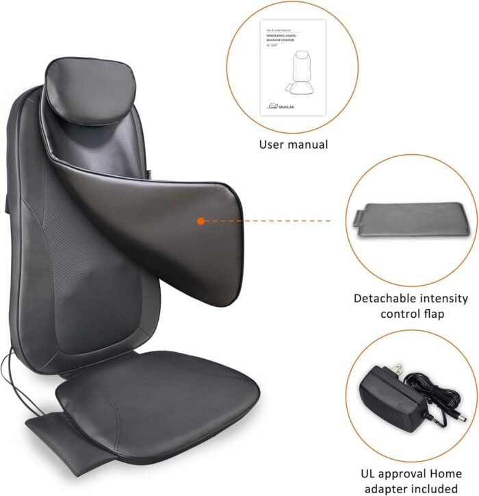 Snailax Back Massager with Heat, Shiatsu Massage Chair Pad for Back Pain, Rolling Kneading Massage Seat Cushion, Gifts for Women/Men, Stress Relax at Home Office - Image 6