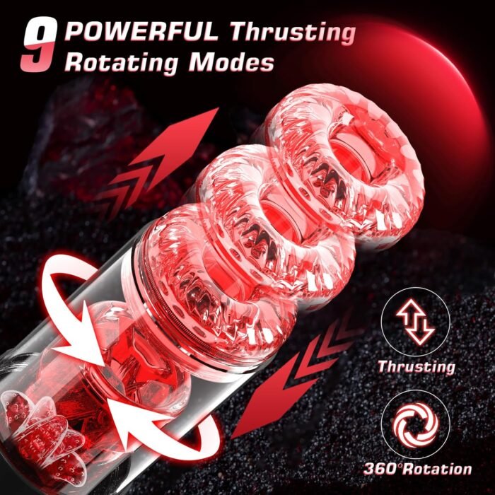 Male Masturbator Male Sex Toys - Sex Toys for Men Penis Pump with 9 Sucking & Thrusting & Rotating & Licking, Mens Sex Toys - Pumps & Enlargers LCD Adult Toys Pocket Pussy Sex Machine Stroker - Image 3