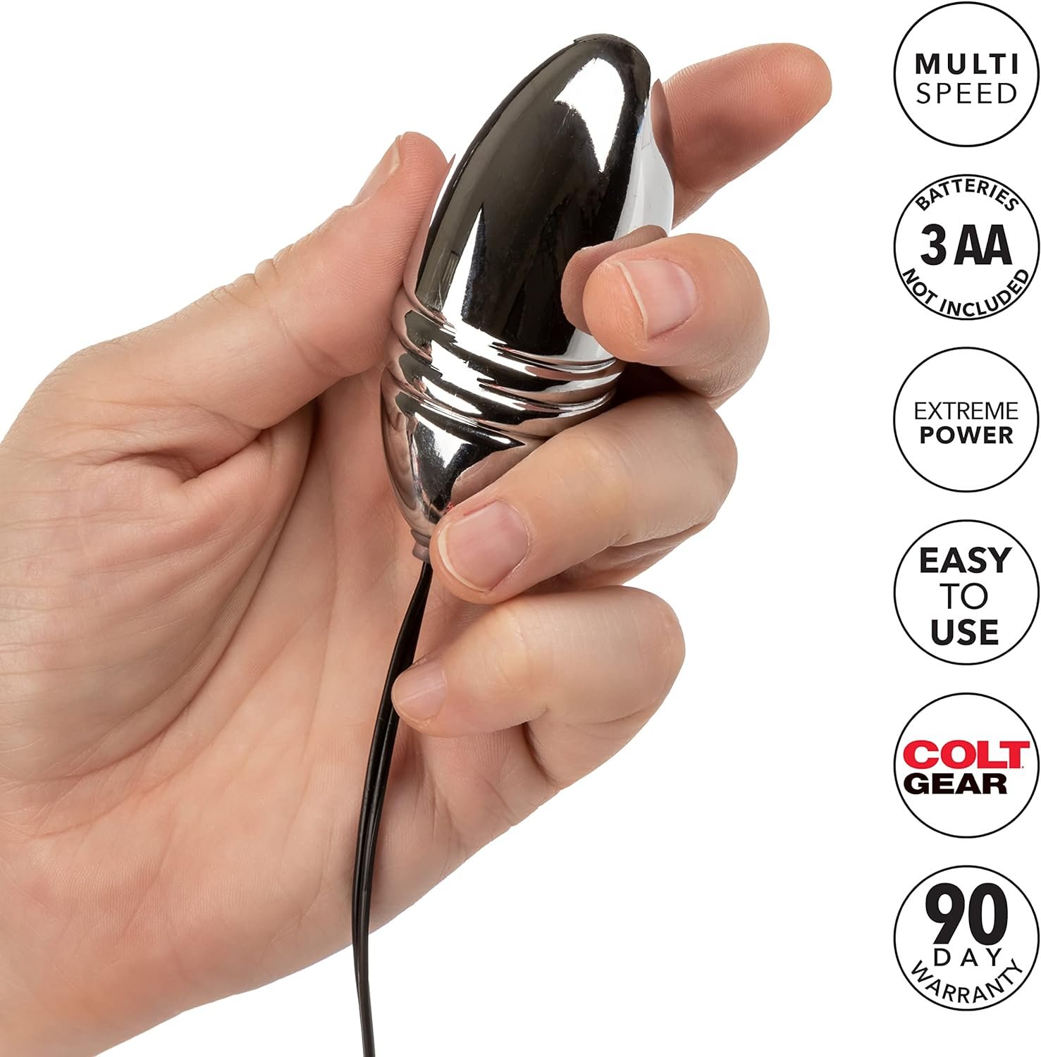 CalExotics Colt Turbo Bullet Vibrator - Waterproof Sex Toys for Couples - Wired Adult Vibe Egg Male P Spot Massager - Silicone Prostate Massager - Black - Image 3