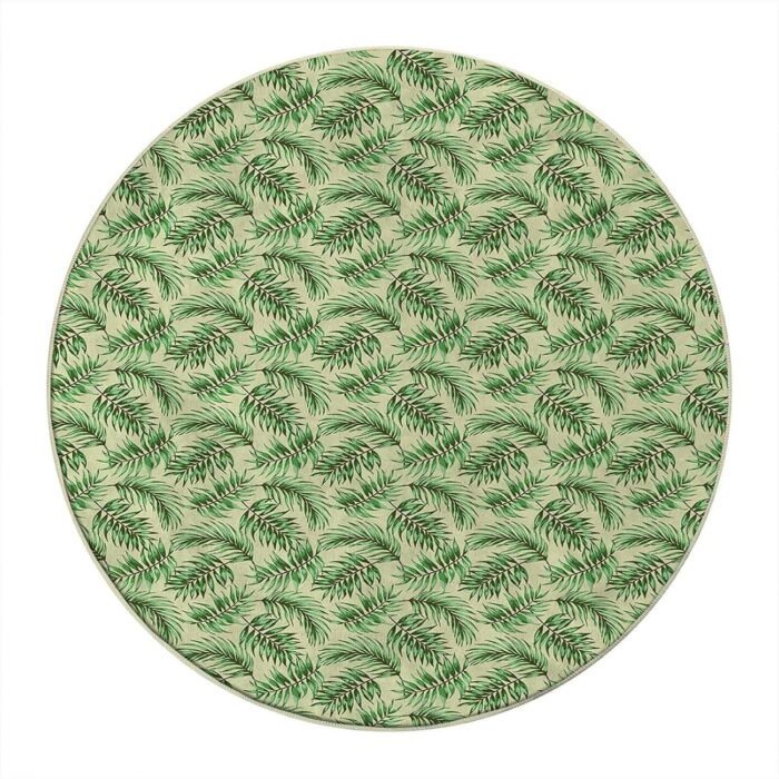 RevoLue Round Rug 2 FT Exotic Office Chair Mat Dark Olive Green Desk Chair Mat for Rolling Chair Chair Mat for Hardwood Floor & Tile Floor - Image 2