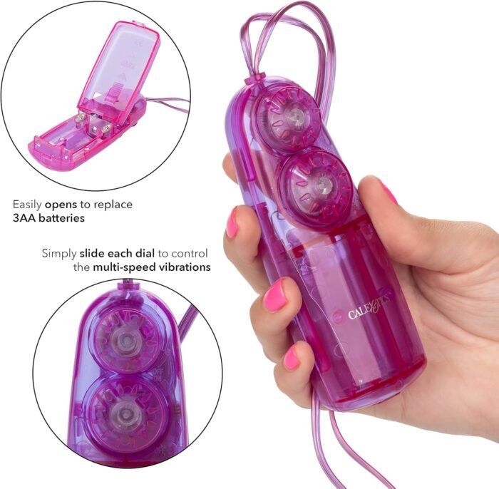 CalExotics Dual Bunny Teaser - Double Bullet Vibrator with Rabbit Tickler - Sex Toys for Couples - Adult Vibe Eggs Massagers - Purple - Image 2
