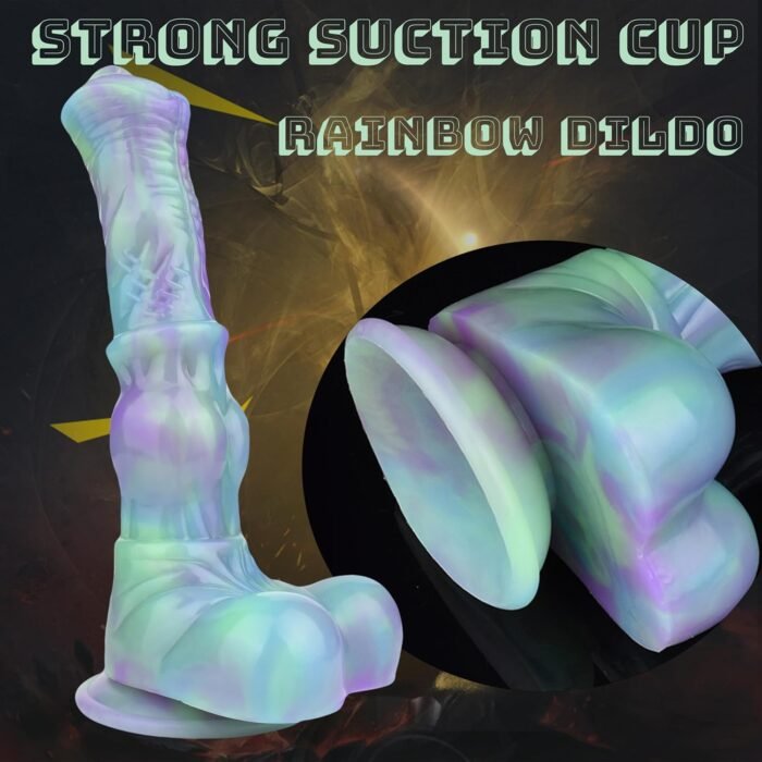 Knot Horse Dildo 9.8 Inch Soft Colorful Silicone Fantasy Dildo Suction Cup XL g Spot Thick Realistic Animal Fake Penis Dildos Large Anal Play Butt Plug Women Couple Gay Adult Sex Toys & Games (A) - Image 3