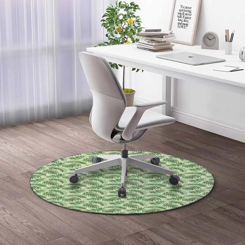 RevoLue Round Rug 2 FT Exotic Office Chair Mat Dark Olive Green Desk Chair Mat for Rolling Chair Chair Mat for Hardwood Floor & Tile Floor