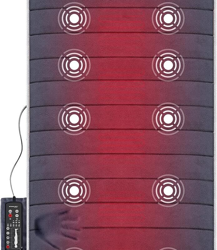 Snailax Memory Foam Full Body Massage Mat with Heat, Back Massager with 10 Vibration Motors, 6 Heating Pads, Massage Chair Pad for Neck, Back, Waist, Legs