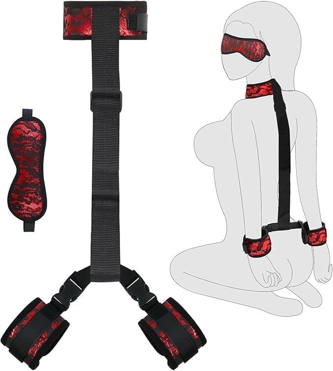 Wrist and Ankle Bed Restraints for Bed Straps for Adult Play King Bed Bondaged Kit for Couples Lace Sex Ties Hand Cuffs BDSM Set Sex Furniture Bondage Restraints Set for Bed Bedroom Sweatshirt UCV0X