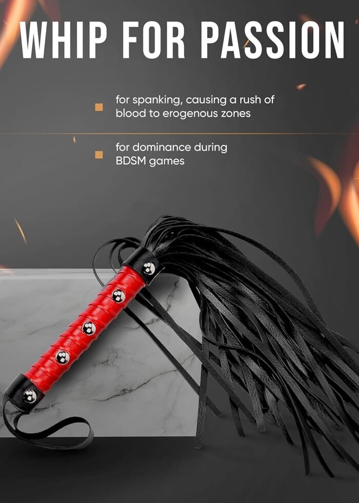 18" Sex Whip BDSM Feather Tickler Bondage Whip - Image 5