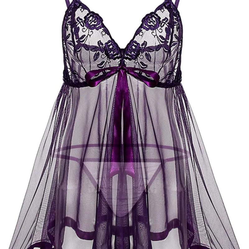 Womens Nightie Chemise Lingerie for Women Bow Lace Womens Lingerie Set Sexy Sheer Butterfly Cami Cheeky for Sex Play